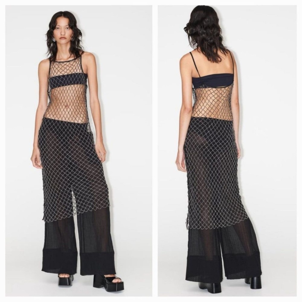 ZARA RHINESTONE MESH DRESS